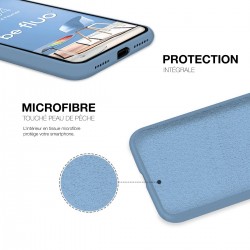 Coque Silicone Moxie BeFluo Fine et Légère pour iPhone 16e, Intérieur Microfibre - bleu acier