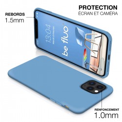 Coque Silicone Moxie BeFluo Fine et Légère pour iPhone 16e, Intérieur Microfibre - bleu acier