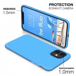 Coque Silicone Moxie BeFluo Fine et Légère pour iPhone 16e, Intérieur Microfibre - bleu clair