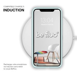 Coque Silicone Moxie BeFluo Fine et Légère pour iPhone 16e, Intérieur Microfibre - bleu glacier