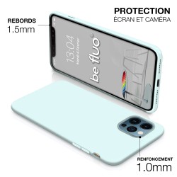 Coque Silicone Moxie BeFluo Fine et Légère pour iPhone 16e, Intérieur Microfibre - bleu glacier