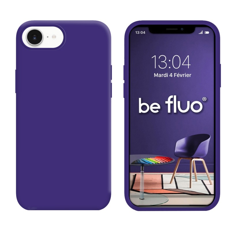 Coque Silicone Moxie BeFluo Fine et Légère pour iPhone 16e, Intérieur Microfibre - violet