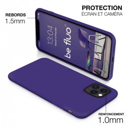 Coque Silicone Moxie BeFluo Fine et Légère pour iPhone 16e, Intérieur Microfibre - violet