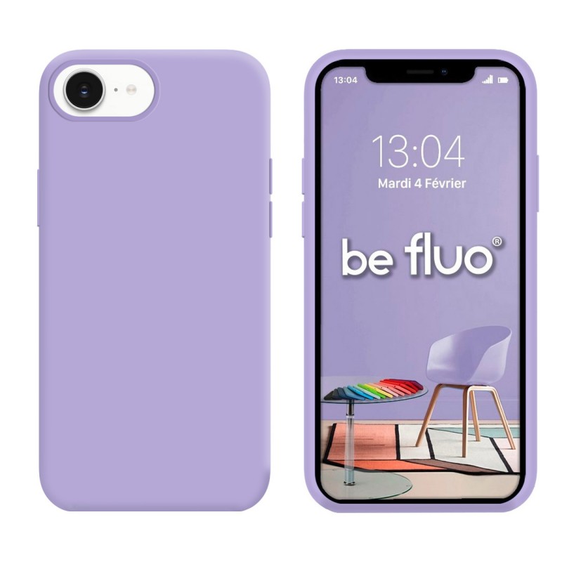 Coque Silicone Moxie BeFluo Fine et Légère pour iPhone 16e, Intérieur Microfibre - lilas