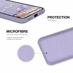 Coque Silicone Moxie BeFluo Fine et Légère pour iPhone 16e, Intérieur Microfibre - lilas