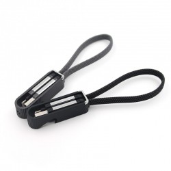 Porte clef ouvre bouteille avec cable data Type-C / lightning - Noir