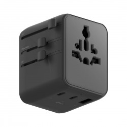 Adaptateur secteur Universel de Voyage Noir 5 prises +1 USB-A et 4 TYPE C