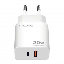 Chargeur Secteur 20W  Fast charge Power Delivery - 1 sortie Type-C / 1 sortie USB-A - Sous packaging