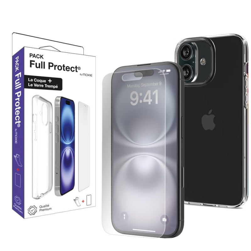 Pack 1 Housse TPU transparente + 1 verre trempé 2.5D iPhone 17