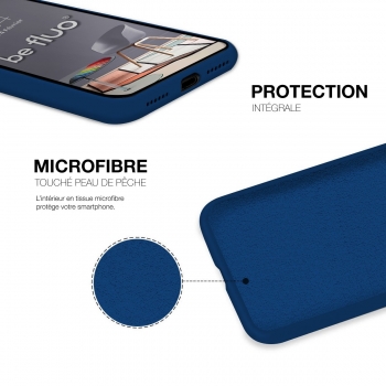 Coque Silicone Moxie BeFluo Fine et Légère pour iPhone 17, Intérieur Microfibre - bleu marine