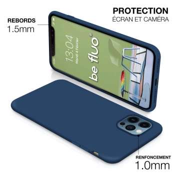Coque Silicone Moxie BeFluo Fine et Légère pour iPhone 17 Air, Intérieur Microfibre - Bleu marine