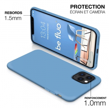 Coque Silicone Moxie BeFluo Fine et Légère pour iPhone Air, Intérieur Microfibre - Bleu Acier