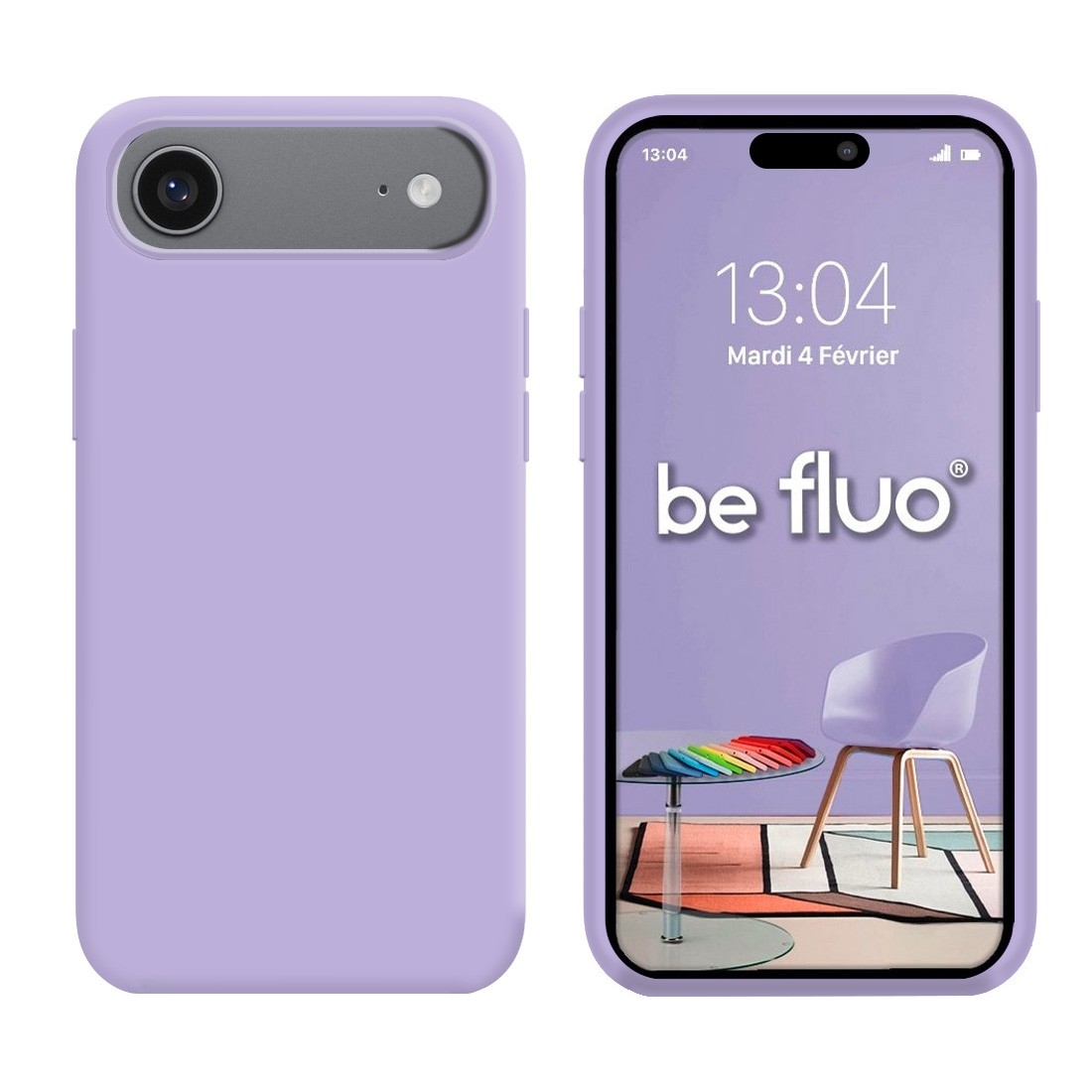 Coque Silicone Moxie BeFluo Fine et Légère pour iPhone 17 Air, Intérieur Microfibre - Lilas