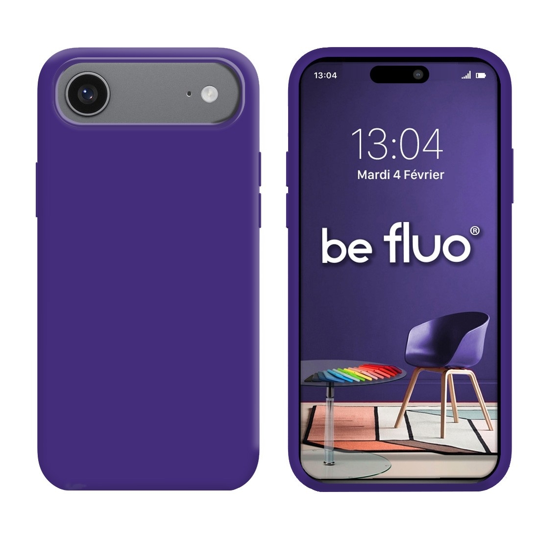 Coque Silicone Moxie BeFluo Fine et Légère pour iPhone 17 Air, Intérieur Microfibre - Violet
