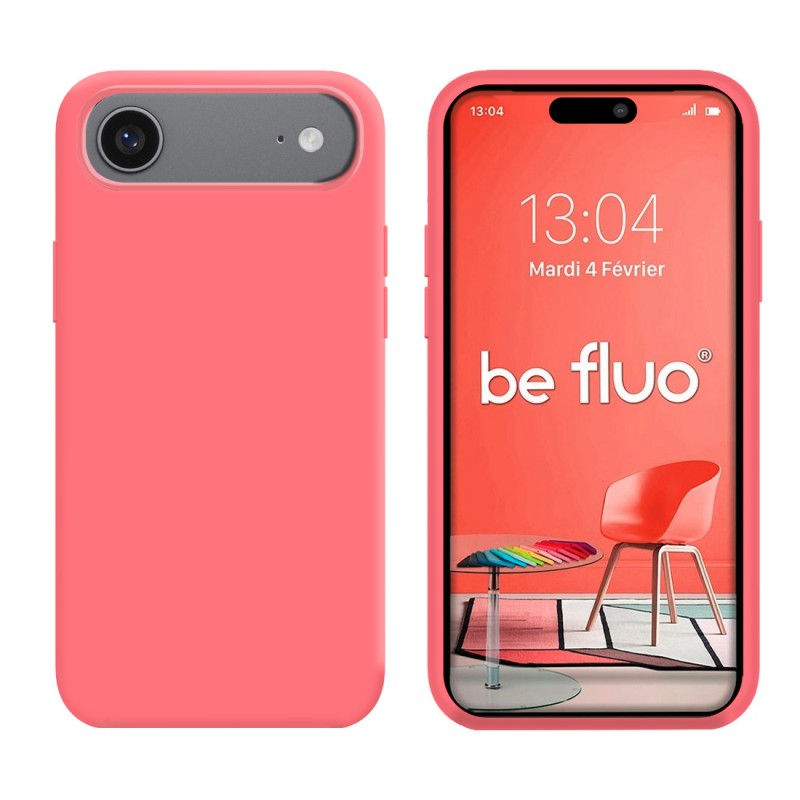 Coque Silicone Moxie BeFluo Fine et Légère pour iPhone 17 Air, Intérieur Microfibre - Rose