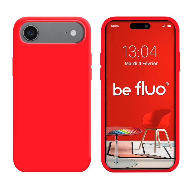 Coque Silicone Moxie BeFluo Fine et Légère pour iPhone 17 Air, Intérieur Microfibre - Rouge
