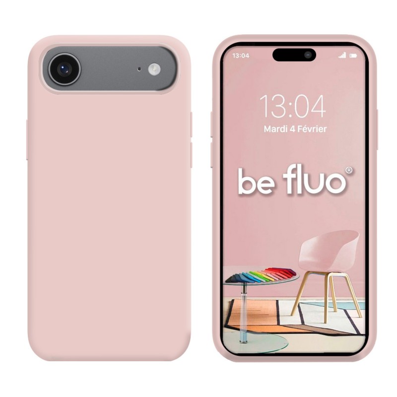 Coque Silicone Moxie BeFluo Fine et Légère pour iPhone 17 Air, Intérieur Microfibre - Rose sable