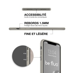Coque Silicone Moxie BeFluo Fine et Légère pour iPhone 17 Air, Intérieur Microfibre - Gris nardo