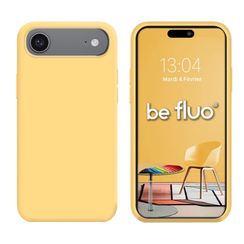 Coque Silicone Moxie BeFluo Fine et Légère pour iPhone 17 Air, Intérieur Microfibre - Jaune
