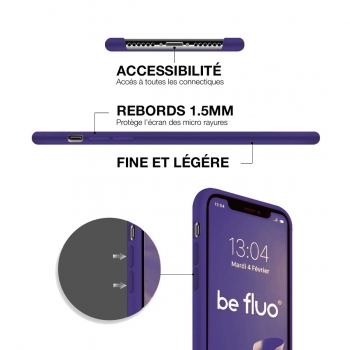 Coque Silicone Moxie BeFluo Fine et Légère pour iPhone 17 Pro, Intérieur Microfibre - Violet