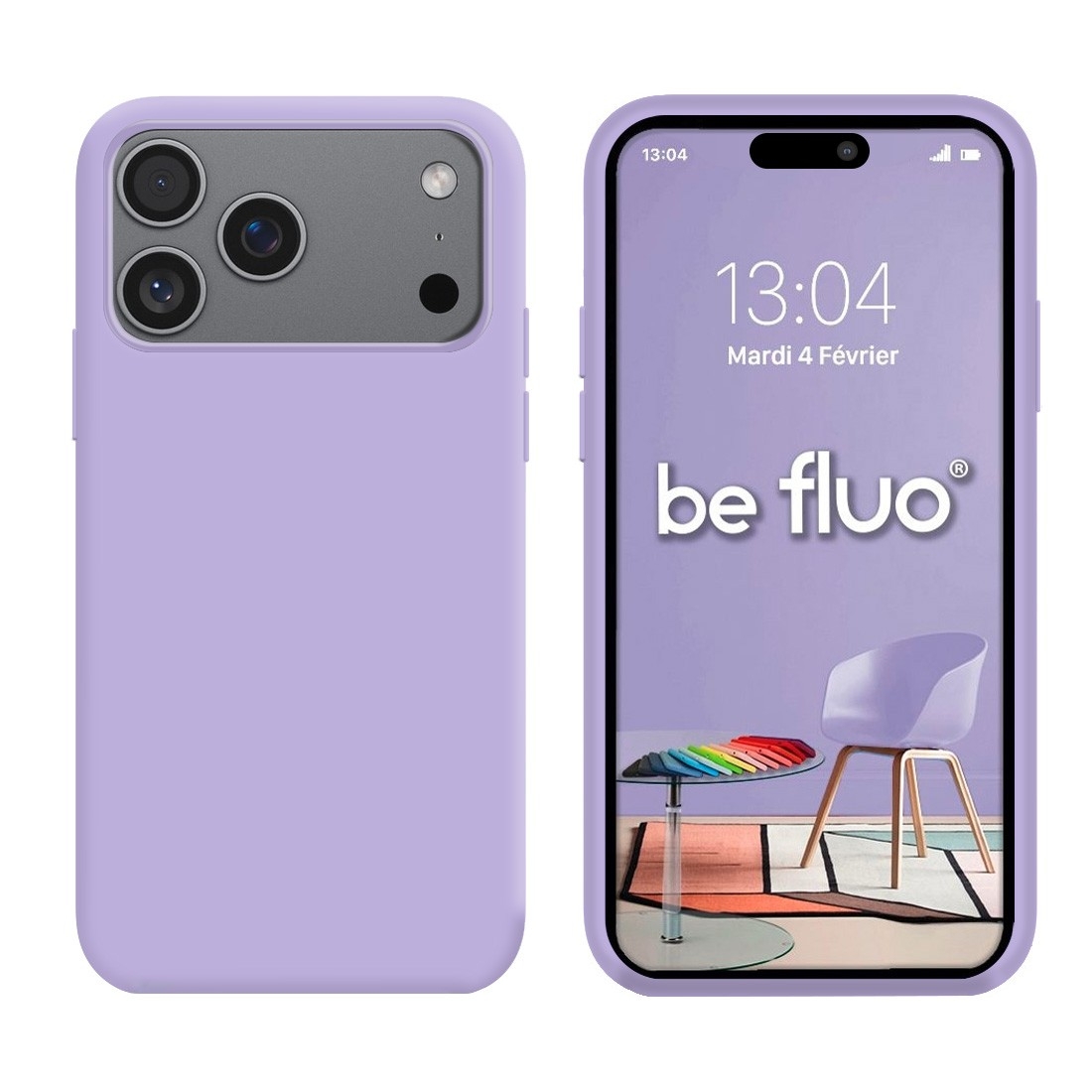 Coque Silicone Moxie BeFluo Fine et Légère pour iPhone 17 Pro, Intérieur Microfibre - Lilas