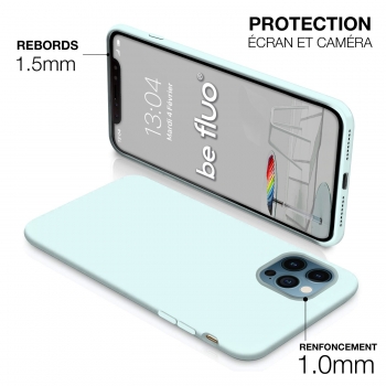 Coque Silicone Moxie BeFluo Fine et Légère pour iPhone 17 Pro Max, Intérieur Microfibre - Bleu glacier