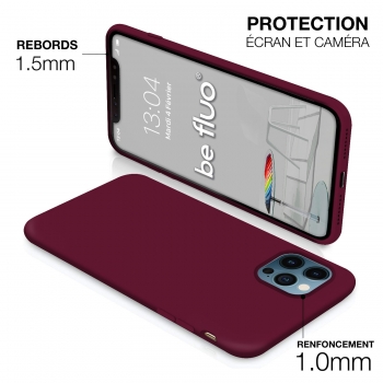Coque Silicone Moxie BeFluo Fine et Légère pour iPhone 17 Pro Max, Intérieur Microfibre - Lie de vin
