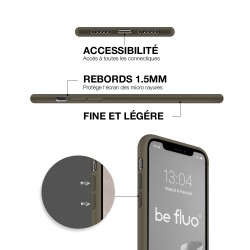 Coque Silicone Moxie BeFluo Fine et Légère pour iPhone 17 Pro Max, Intérieur Microfibre - Kaki