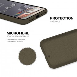 Coque Silicone Moxie BeFluo Fine et Légère pour iPhone 17 Pro Max, Intérieur Microfibre - Kaki