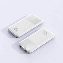 Batterie de secours avec affichage digital capacité 10000 mAh - blanc