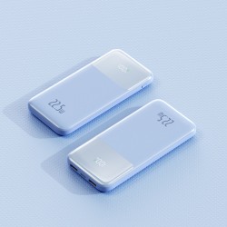 Batterie de secours avec affichage digital capacité 10000 mAh - Bleu clair