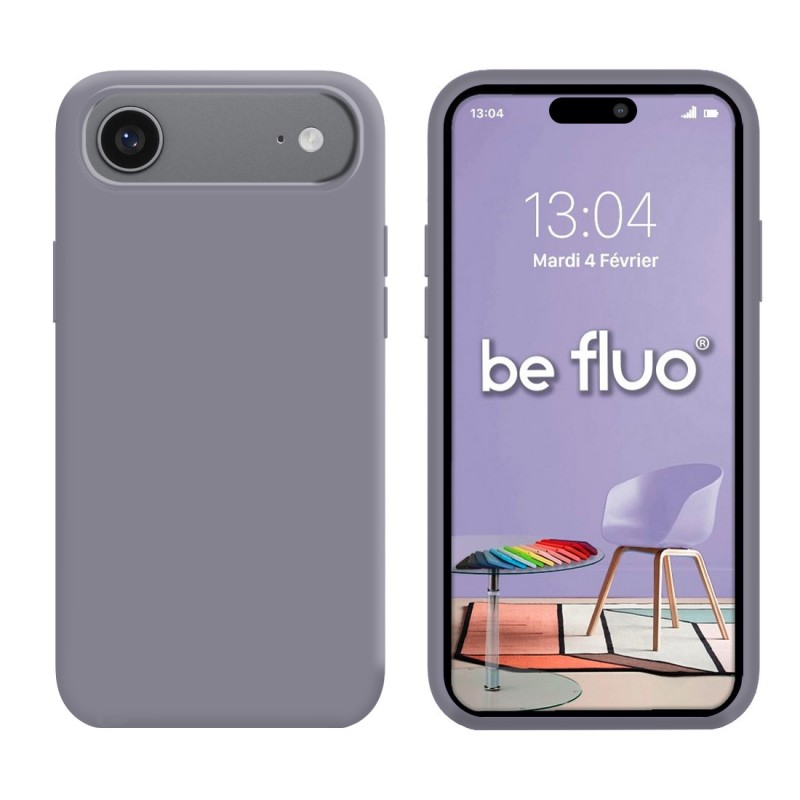 Coque Silicone Moxie BeFluo Fine et Légère pour iPhone 17 Air, Intérieur Microfibre - Gris lavande