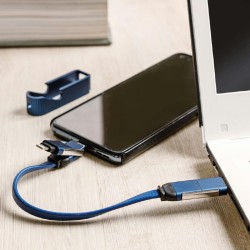 Porte clef ouvre bouteille avec cable data Type-C / lightning - Bleu