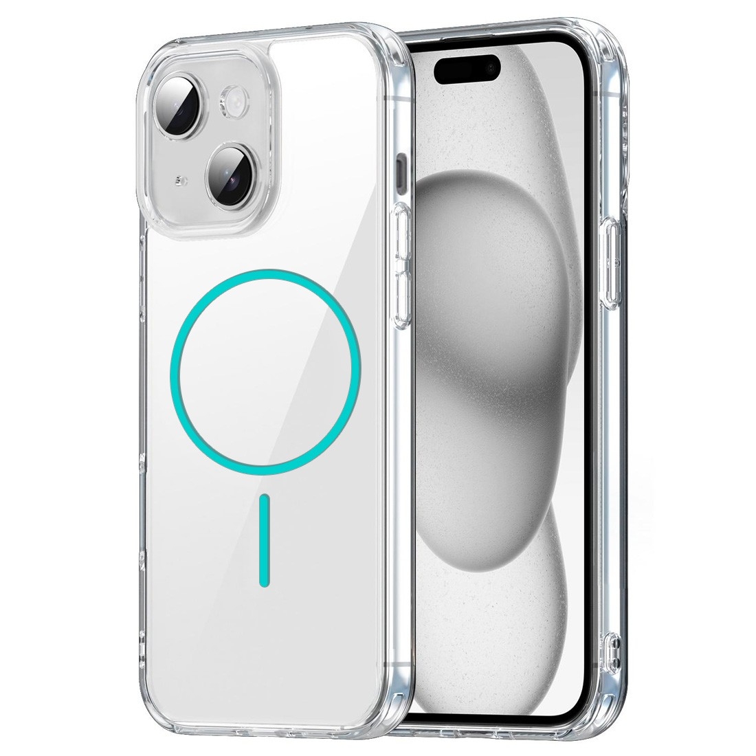 Coque TPU transparente iphone 14 avec magsafe couleur Bleu clair