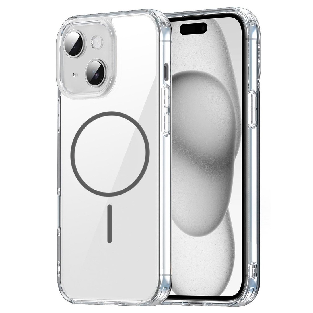 Coque renforcée transparente iPhone 15 avec magsafe - Gris