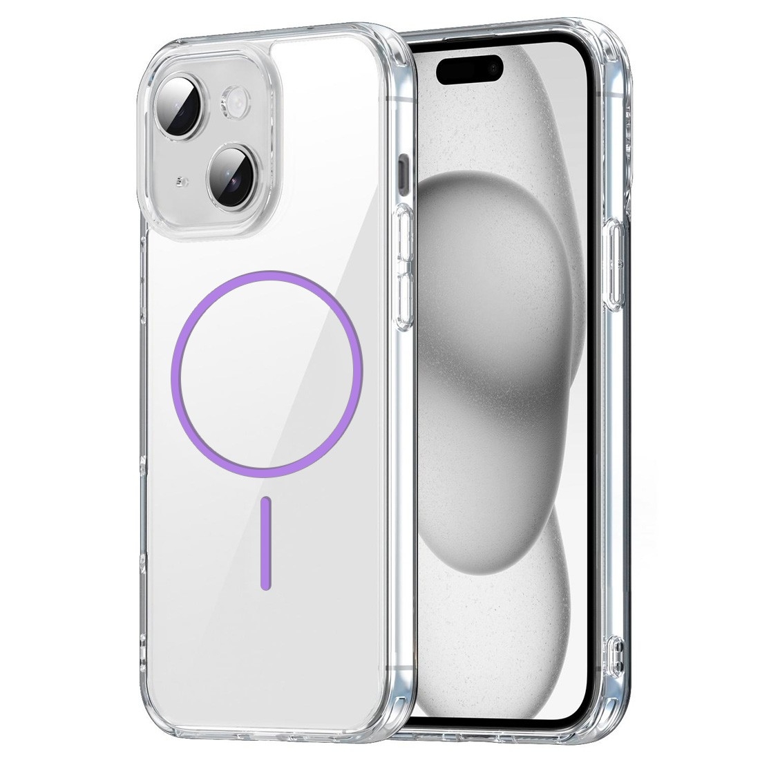 Coque renforcée transparente iphone 15 avec magsafe - Violet