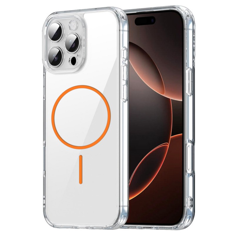 Coque renforcée transparente iPhone 16 Pro avec magsafe couleur orange