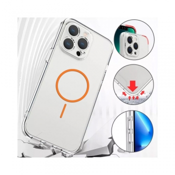 Coque renforcée transparente iPhone 17 pro avec magsafe - orange