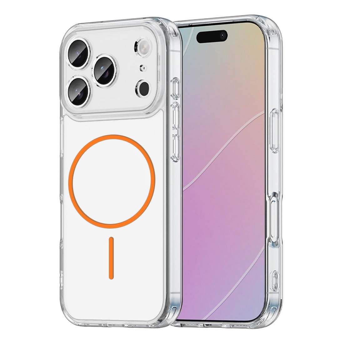 Coque TPU transparente iPhone 17 pro Max avec magsafe couleur orange