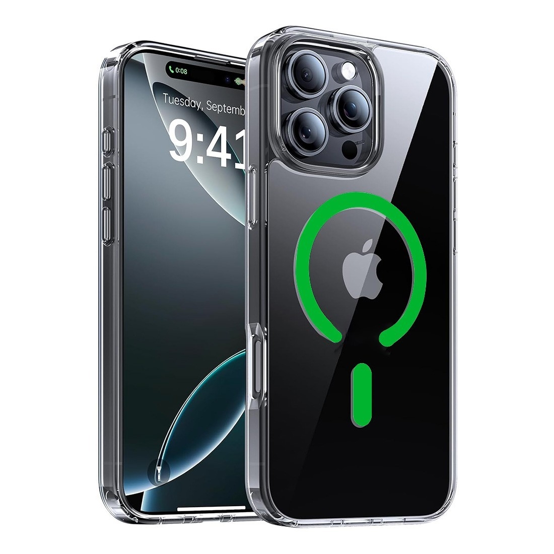 Coque Renforcée transparente iPhone 16 Pro Max avec magsafe Vert