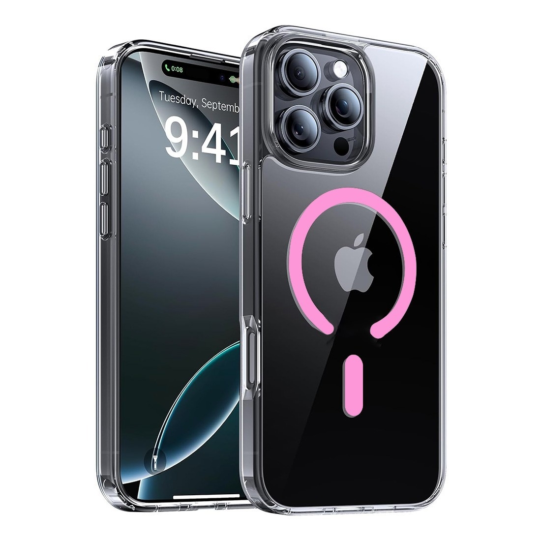 Coque Renforcée transparente iPhone 16 Pro Max avec magsafe Rose
