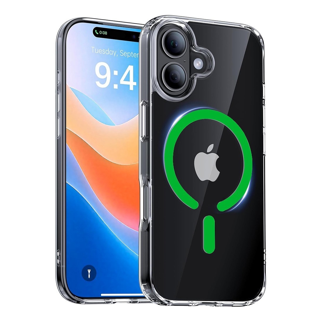 Coque Renforcée transparente iPhone 17 avec magsafe couleur Vert