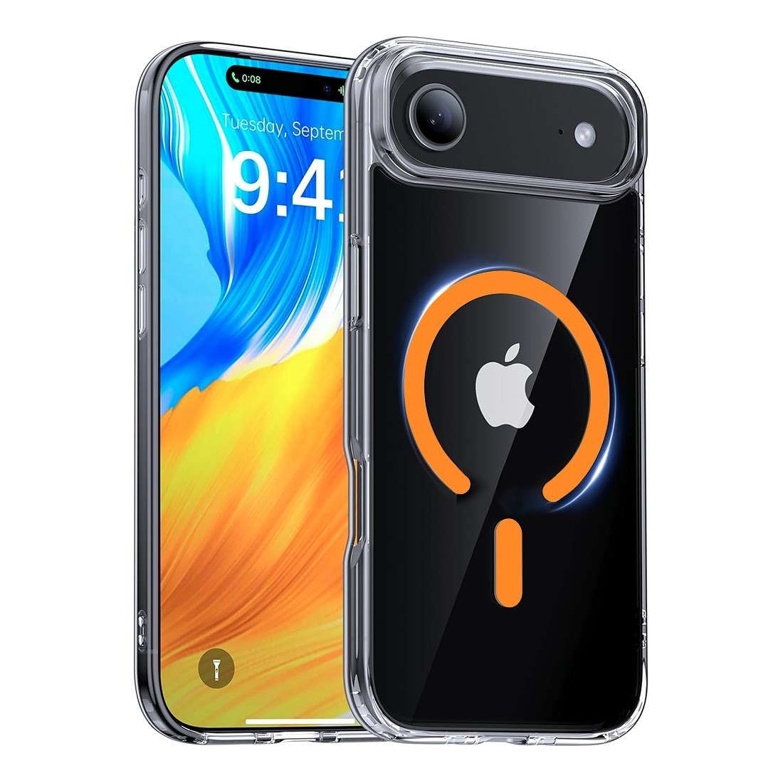 Coque Renforcée transparente iPhone Air avec magsafe couleur orange