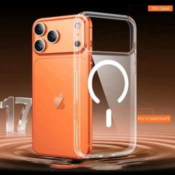Coque Renforcée transparente iPhone 17 Pro avec magsafe couleur orang