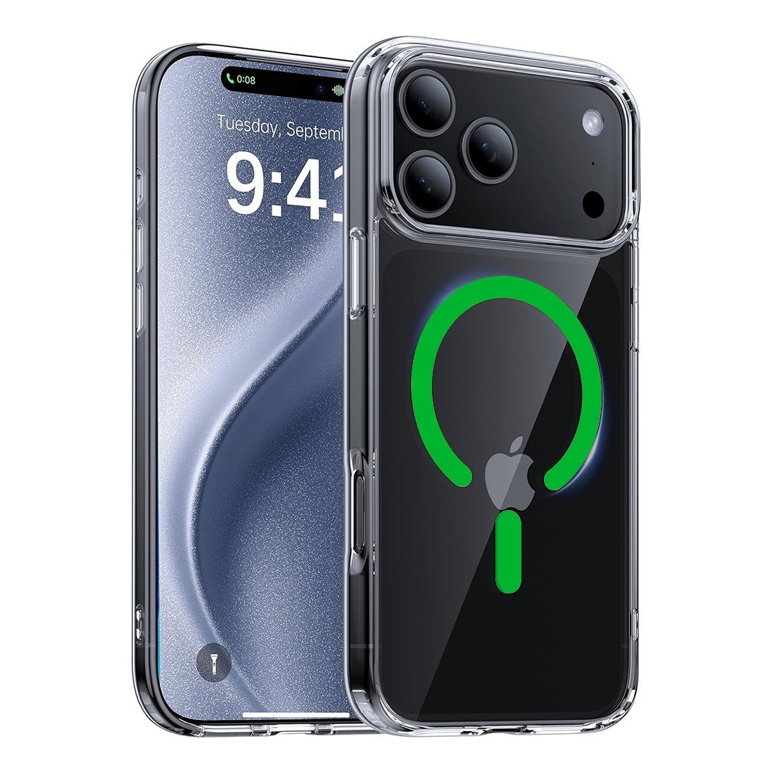 Coque Renforcée transparente iPhone 17 Pro Max avec magsafe Vert