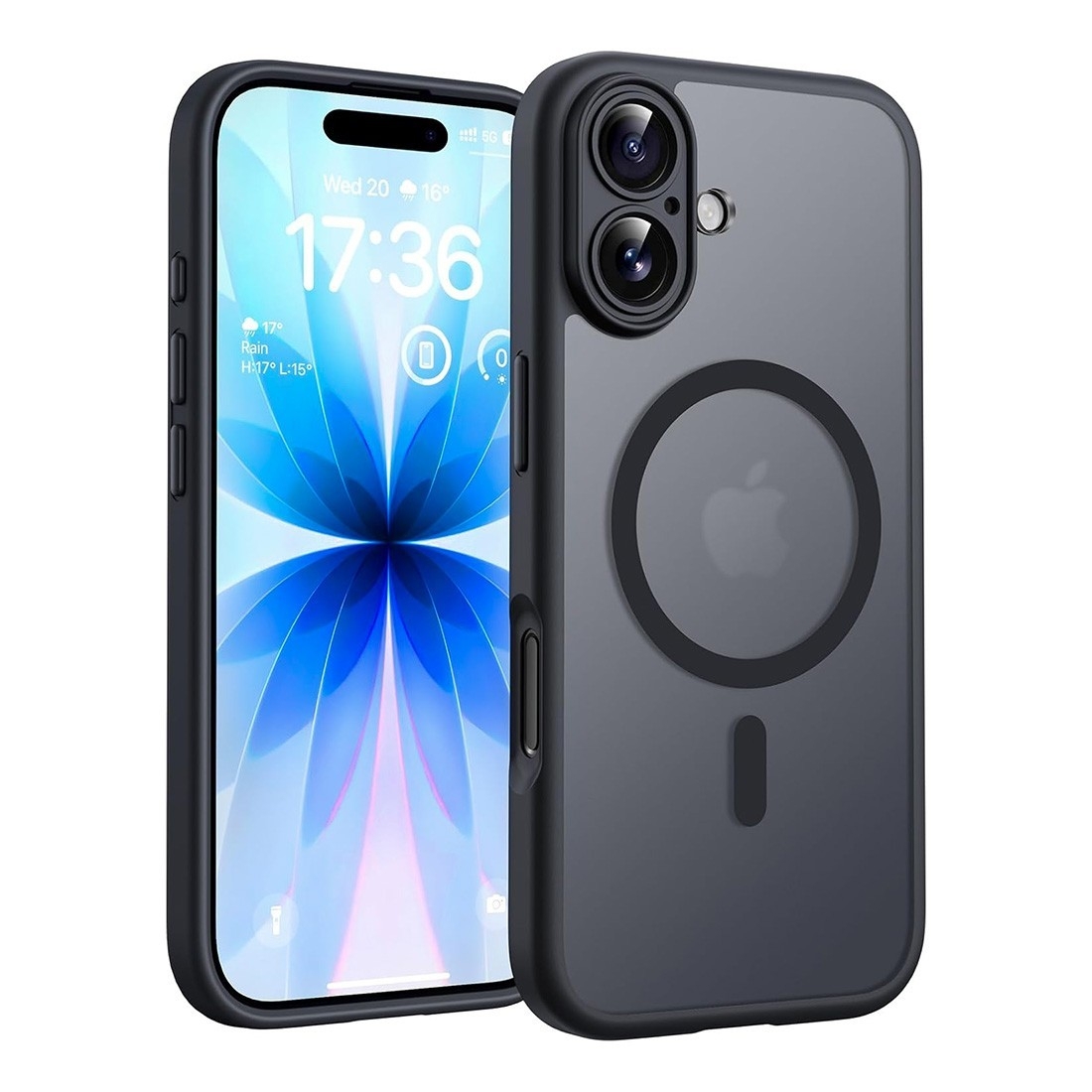 Coque renforcée semi transparente iPhone 17 avec magsafe couleur Noir