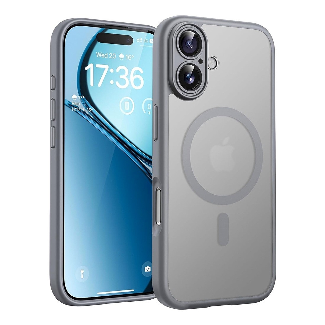 Coque renforcée semi transparente iPhone 17 avec magsafe couleur Gris