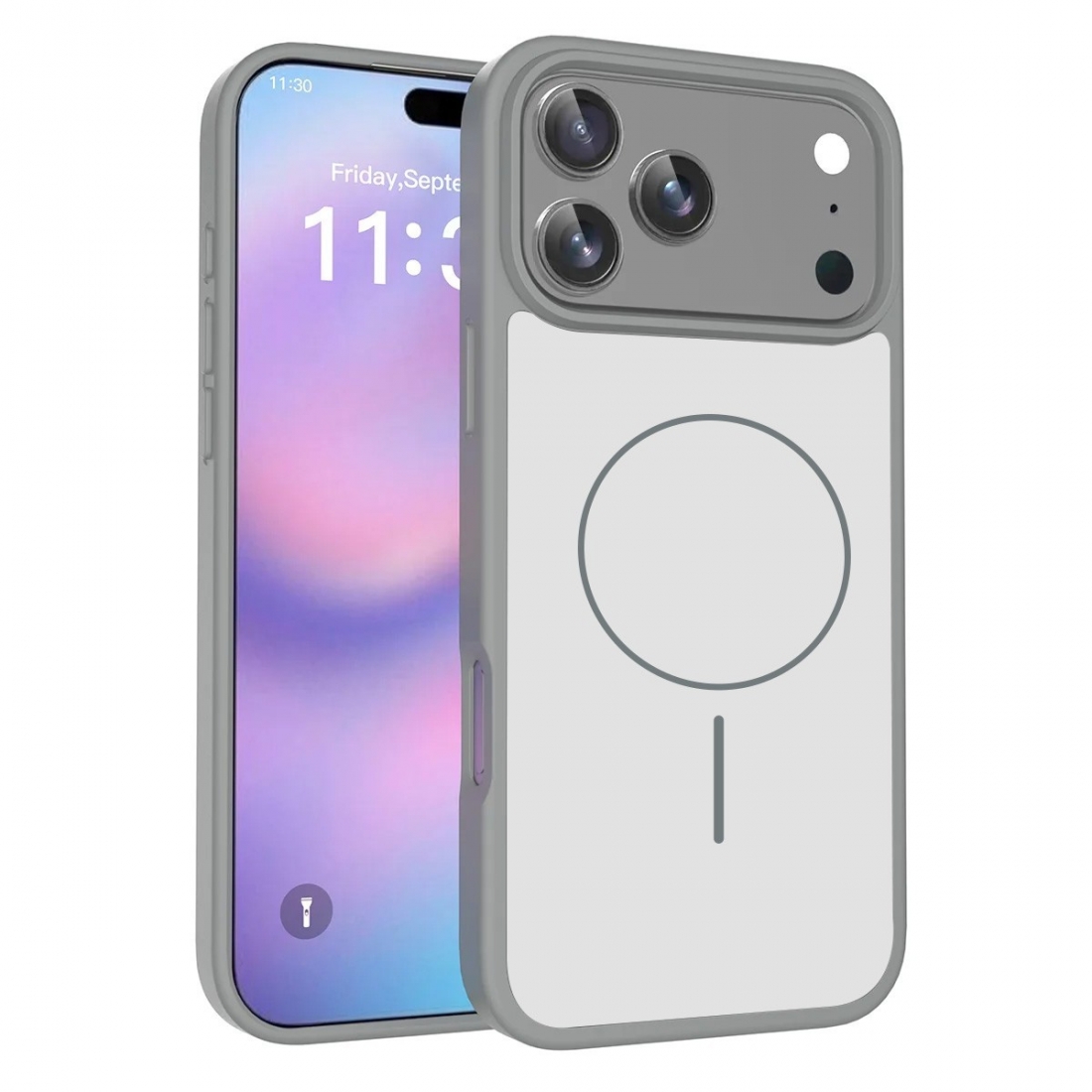 Coque renforcée de couleur iPhone 17 Pro avec magsafe couleur Gris