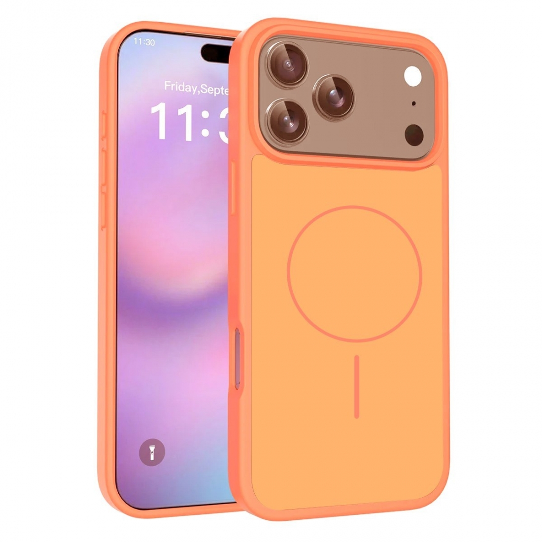 Coque renforcée de couleur iPhone 17 Pro avec magsafe couleur Orange