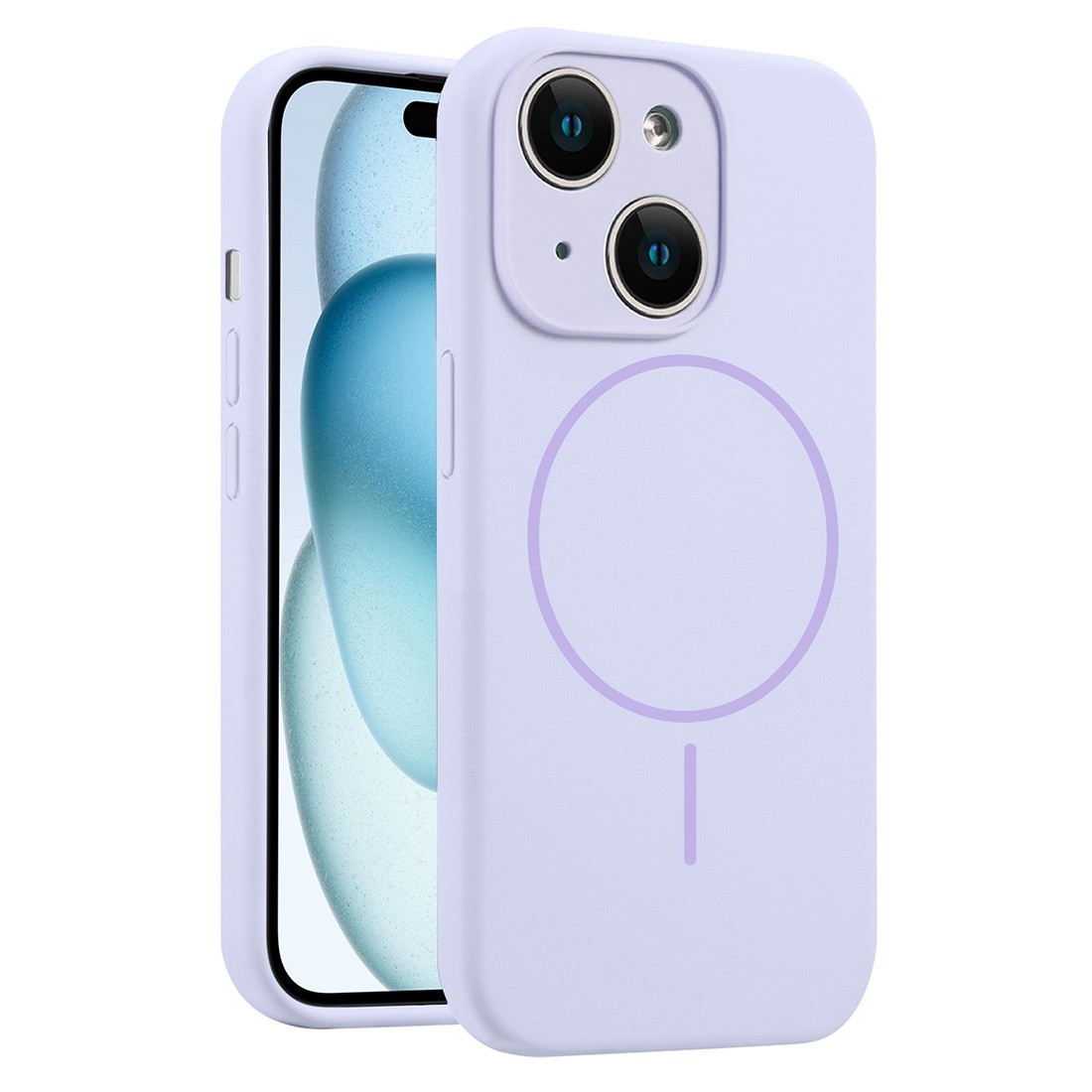 Coque Silicone Moxie BeFluo avec magsafe iPhone 15 - lilas